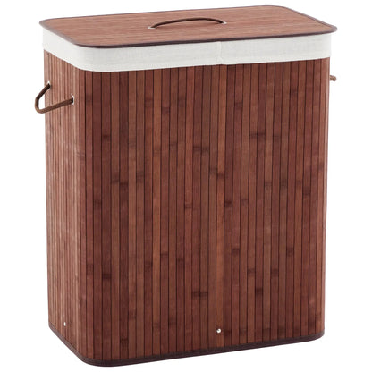 Foldable Large Bamboo Laundry Hamper with Removable 4-Section Liner