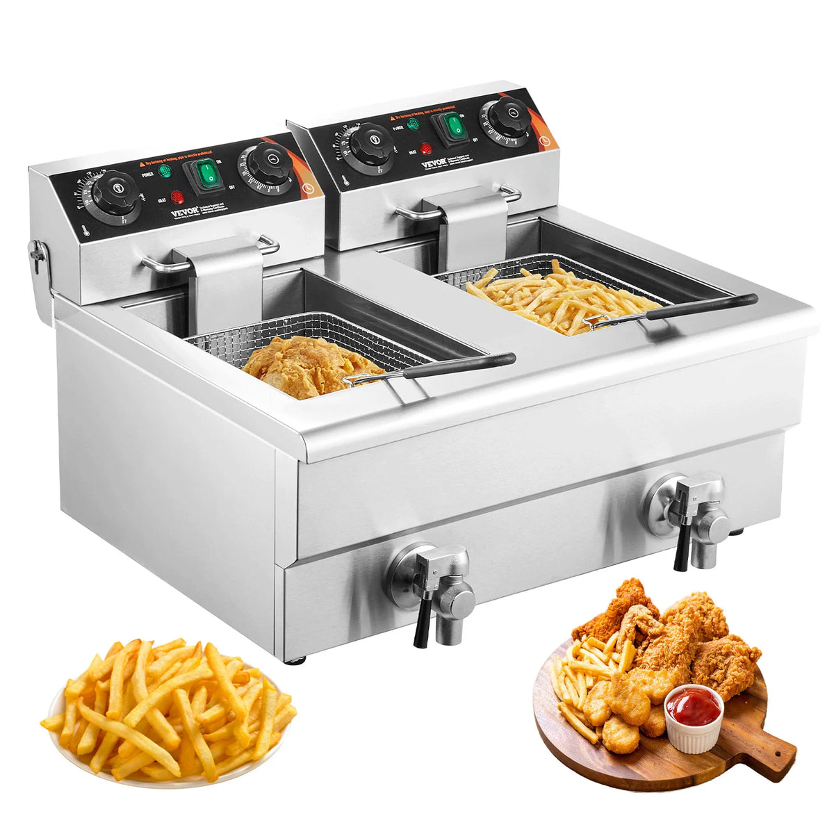 12L Electric Countertop Deep Fryer w/Dual Removable Tanks