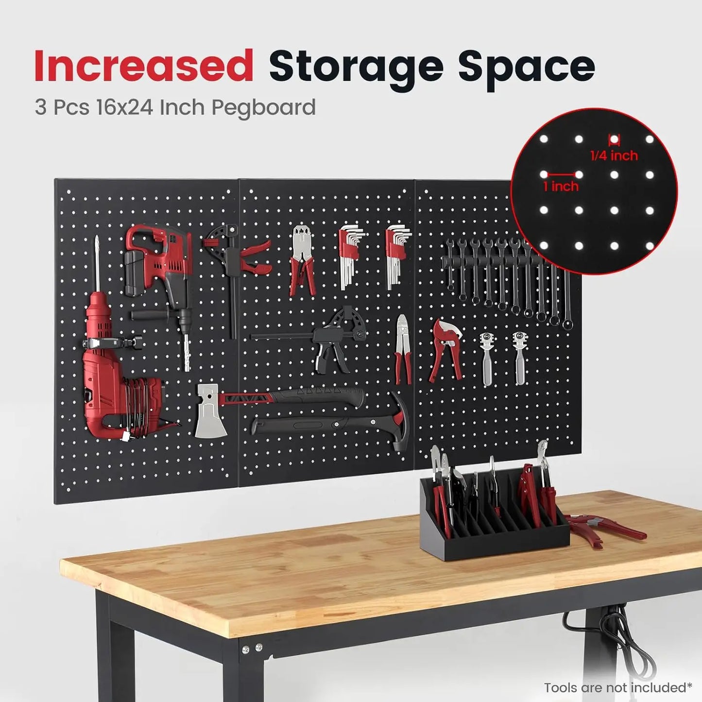 Adjustable Height Workbench with Power Outlets and Pegboard for your DIY projects
