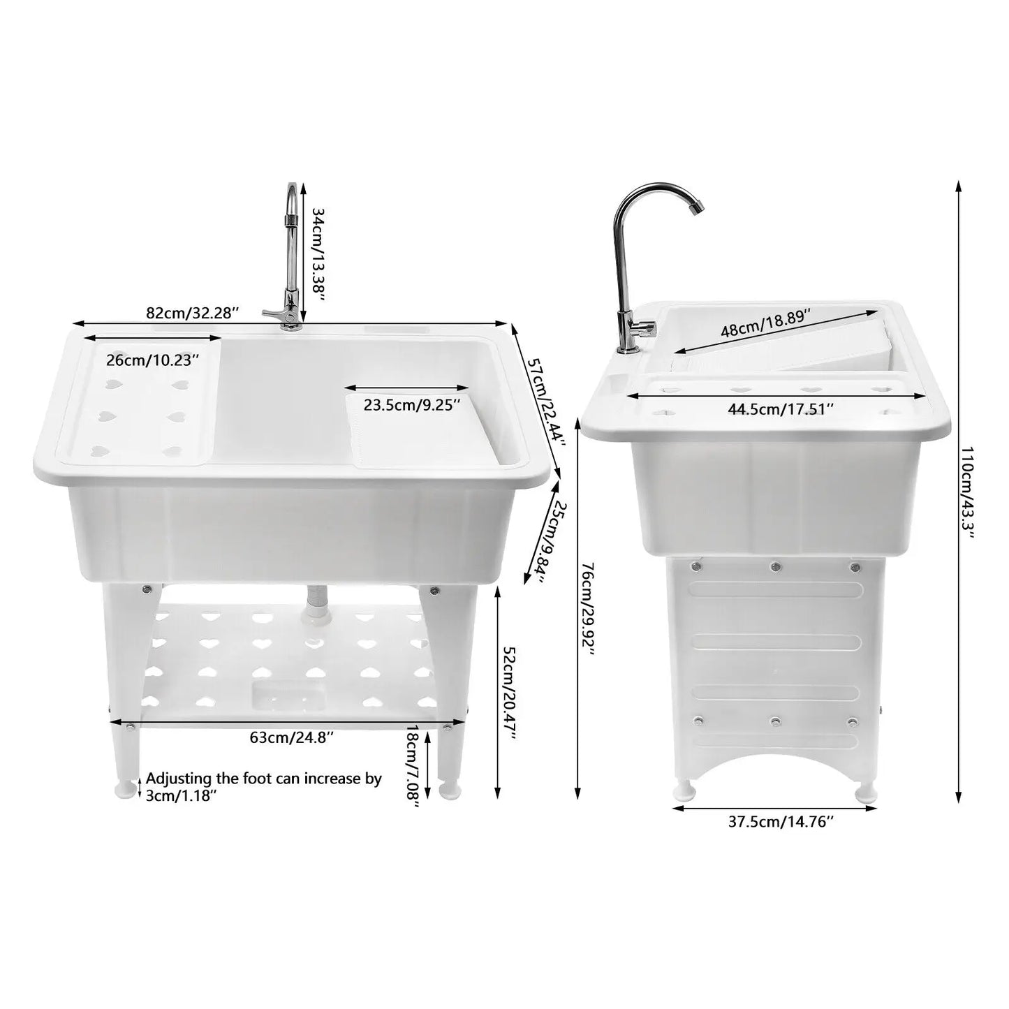 Freestanding White Utility Sink with faucet