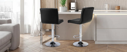 2 PU Leather Swivel Bar Stools with Adjustable Height