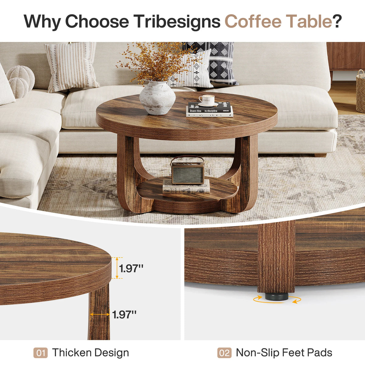 Modern Round 2-Tier Coffee Table