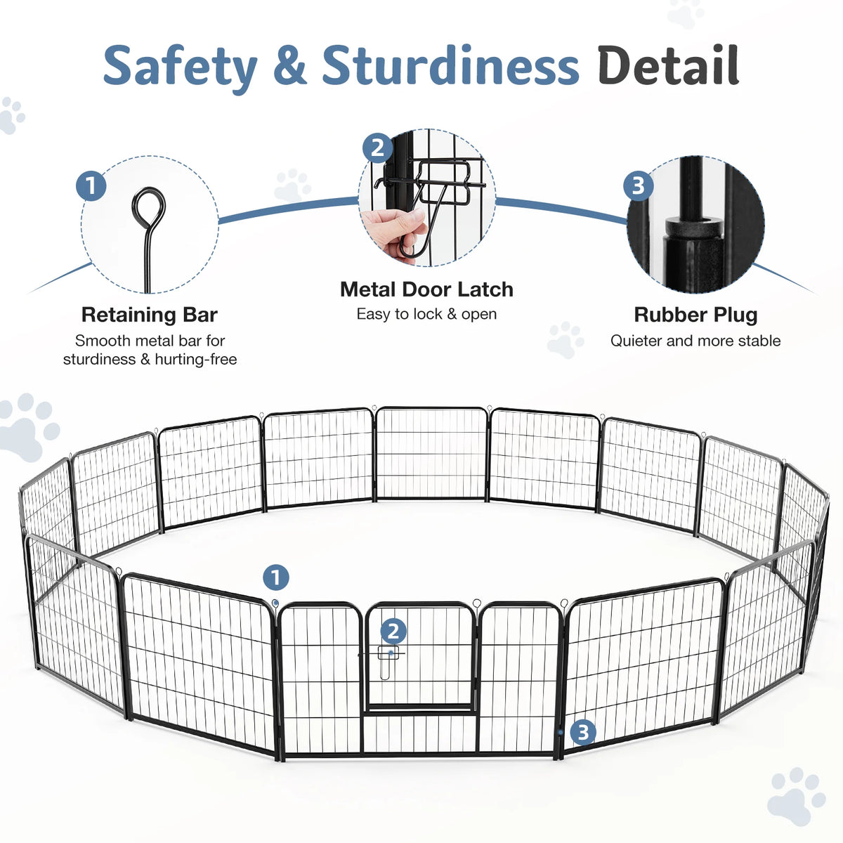 24-to-32-inch Foldable 16 Panel Metal Dog Playpen