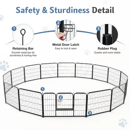 24-to-32-inch Foldable 16 Panel Metal Dog Playpen