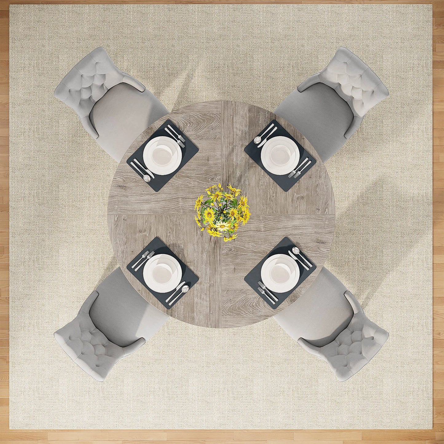 47 inch Round Dining Table for 4