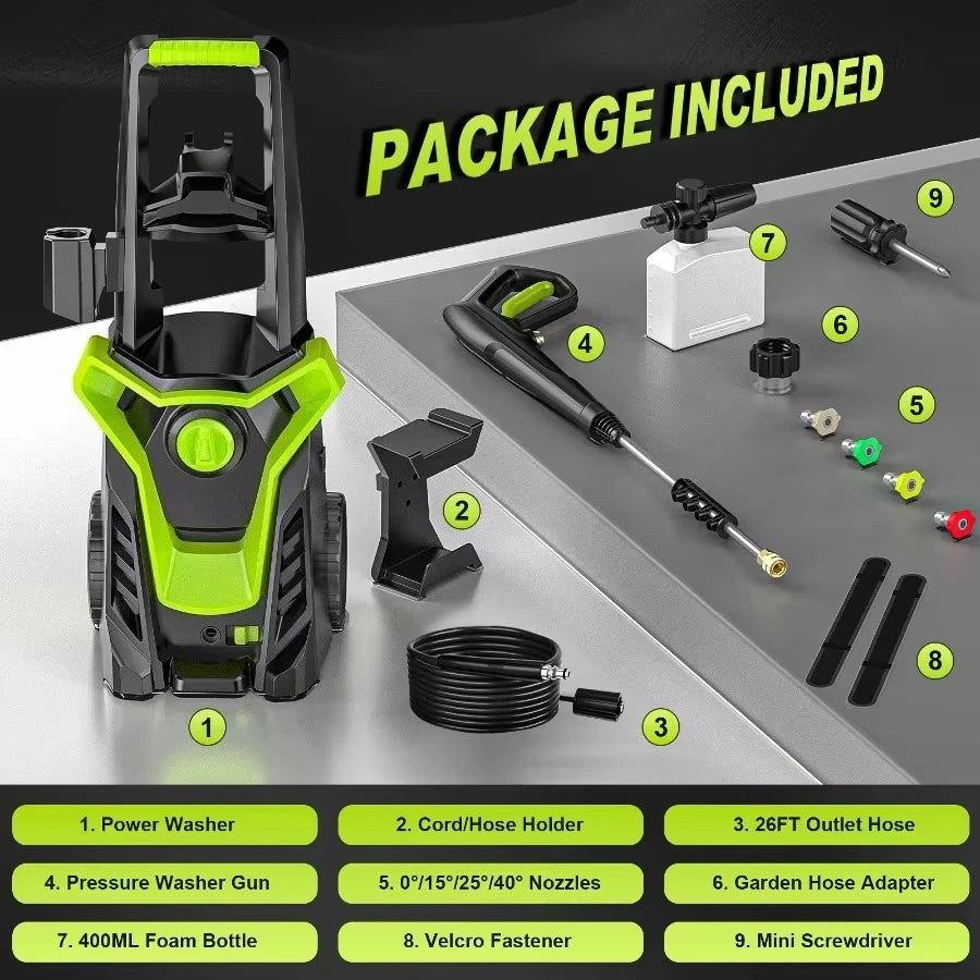 4800PSI 1800W Electric Pressure Washer with Interchangeable Nozzles