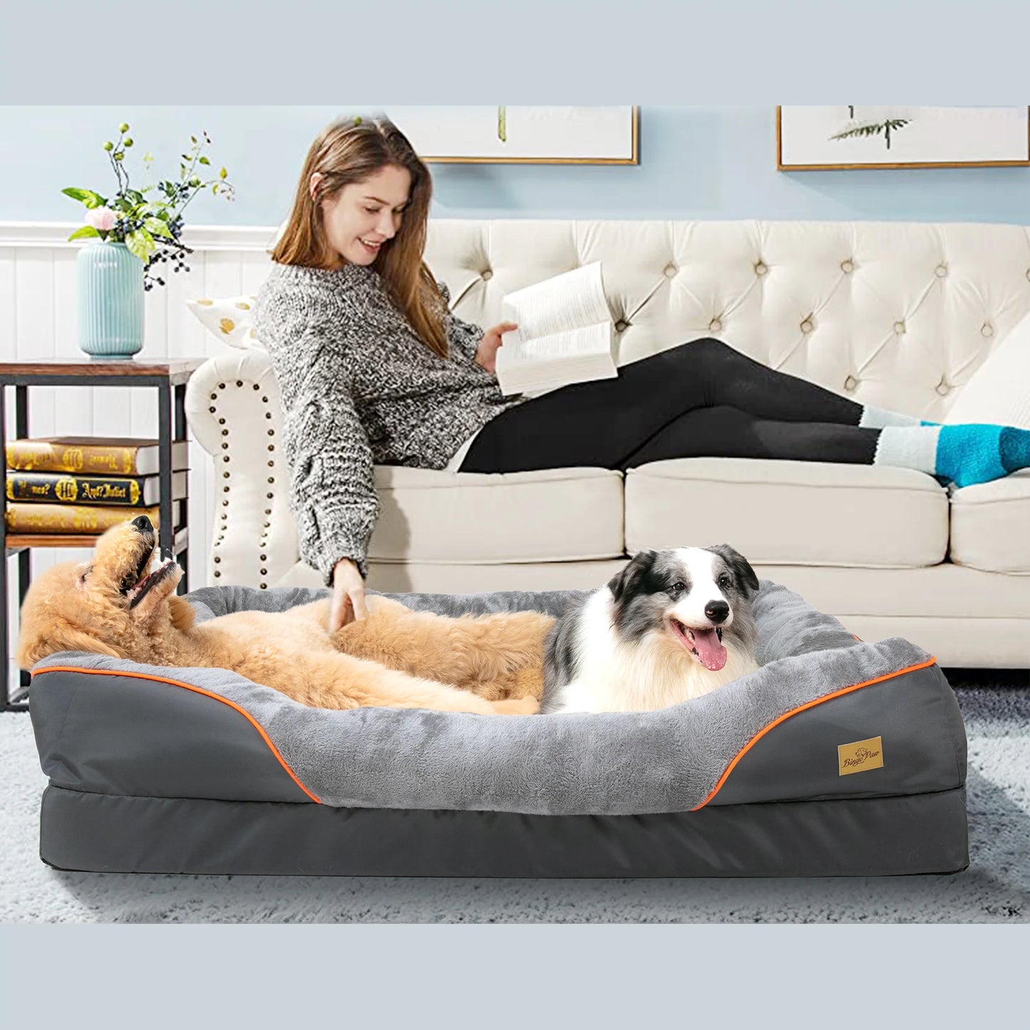 Large Soft and Comfortable Waterproof Dog Bed with Washable Cover