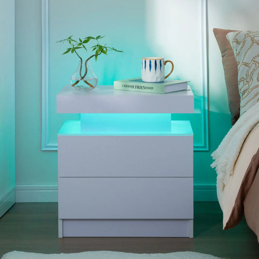 Set of 2 LED Nightstands with 2 Drawers for your Bedroom
