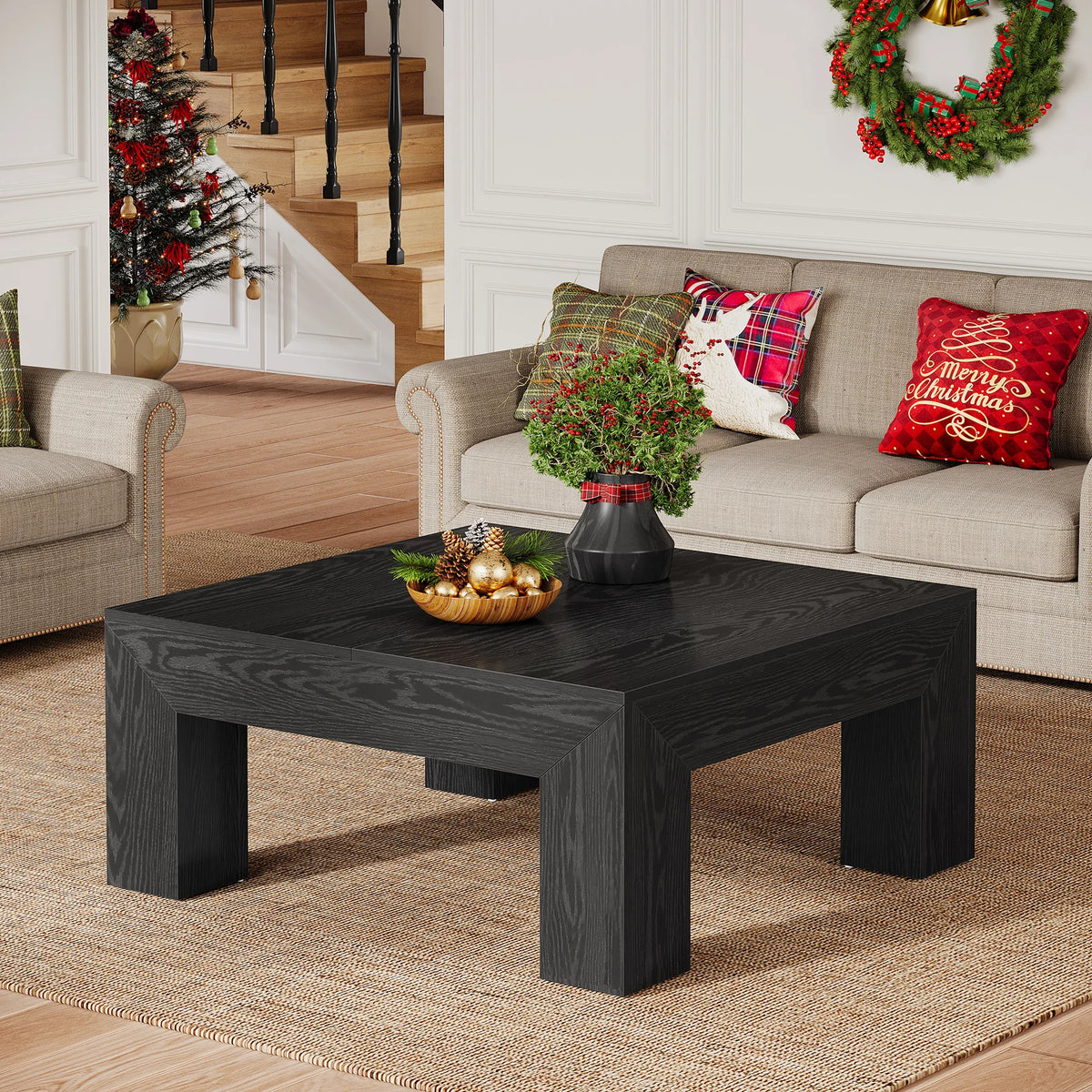 39.4-Inch Square Coffee Table for Living Room