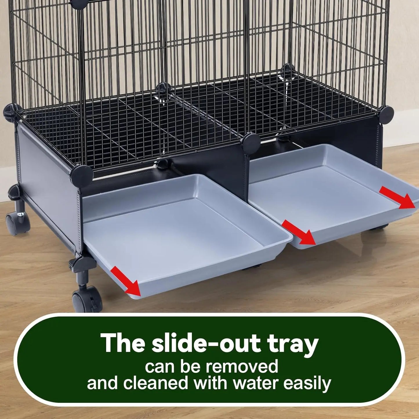 Tall 46-Inch Bird Cage with Slide-Out Trays for Easy Cleaning