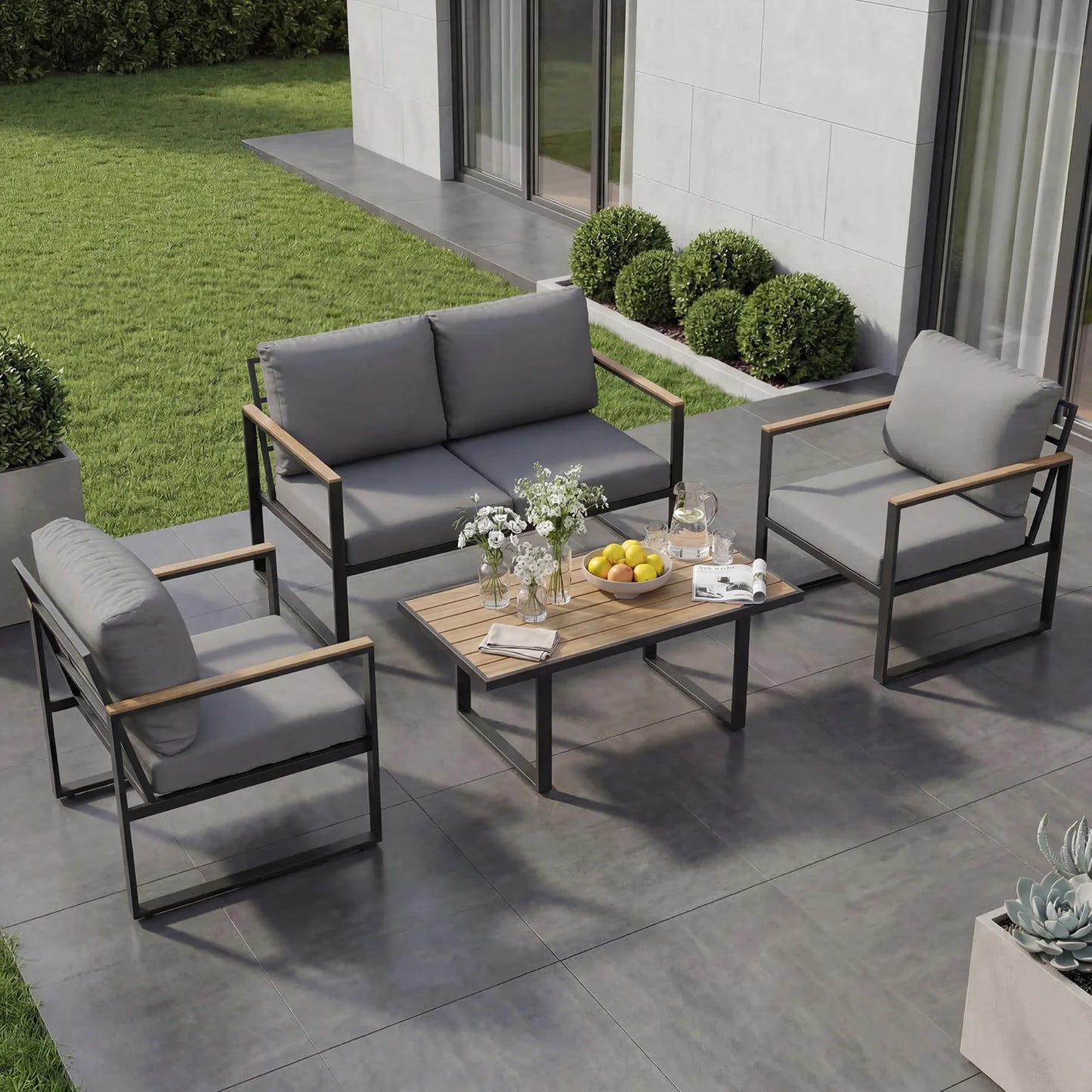 Outdoor Patio 4 Piece Set with Coffee Table