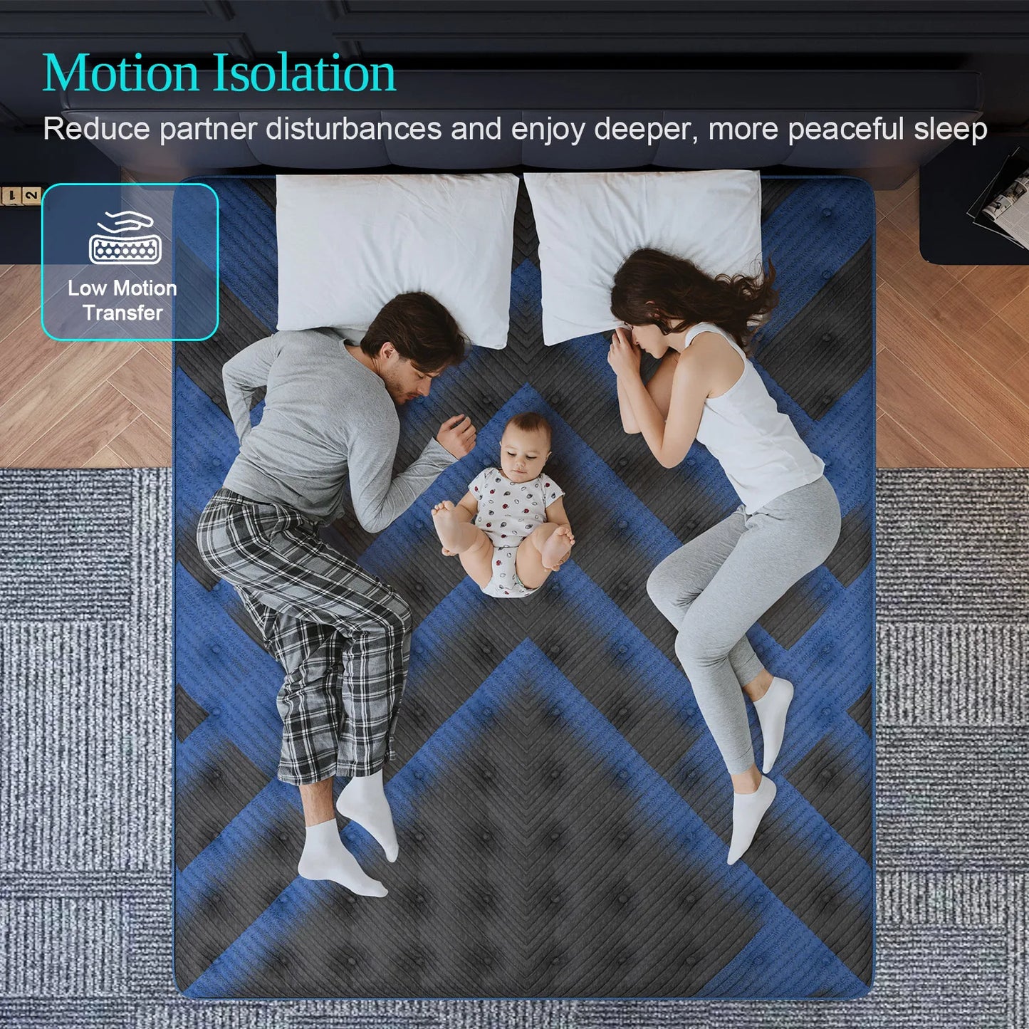 12" Gel Memory Medium Firm Foam Hybrid Pocket Spring Mattress for Twin, Full, Queen, or King Bed with Motion Isolation