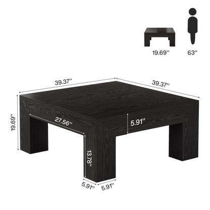 39.4-Inch Square Coffee Table for Living Room