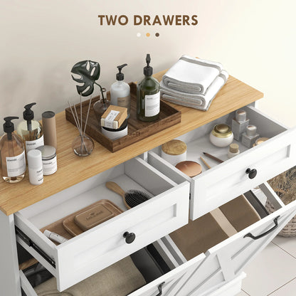 Tilt Out Laundry Hamper Cabinet with 2 pull-out drawers