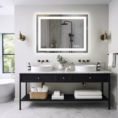 36"x 24" LED Bathroom Vanity Tempered Glass Mirror for Wall with Memory Function