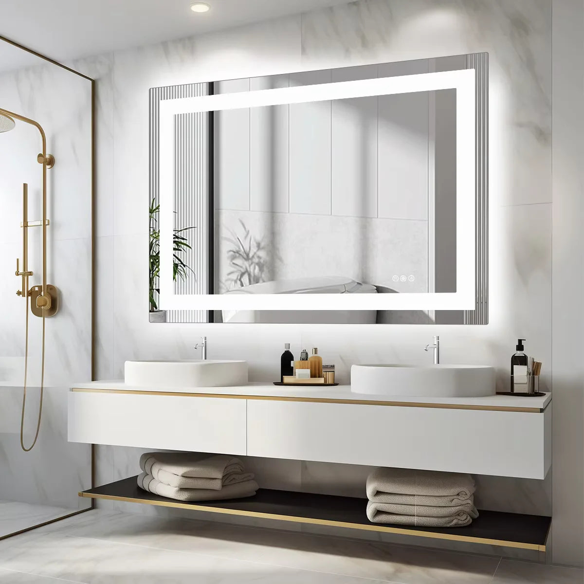 36"x 24" LED Bathroom Vanity Tempered Glass Mirror for Wall with Memory Function