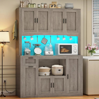 47inch Wide LED Pantry Cabinet with Charging Station