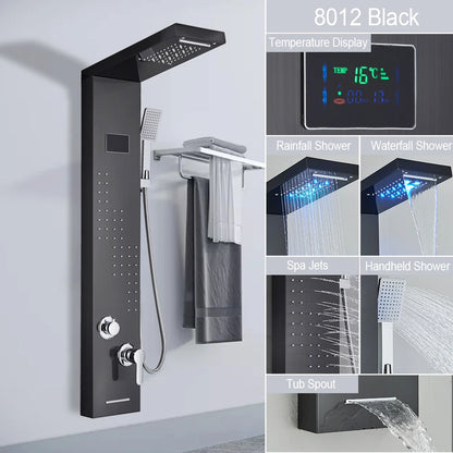 LED Light Waterfall Shower Panel with Digital Display