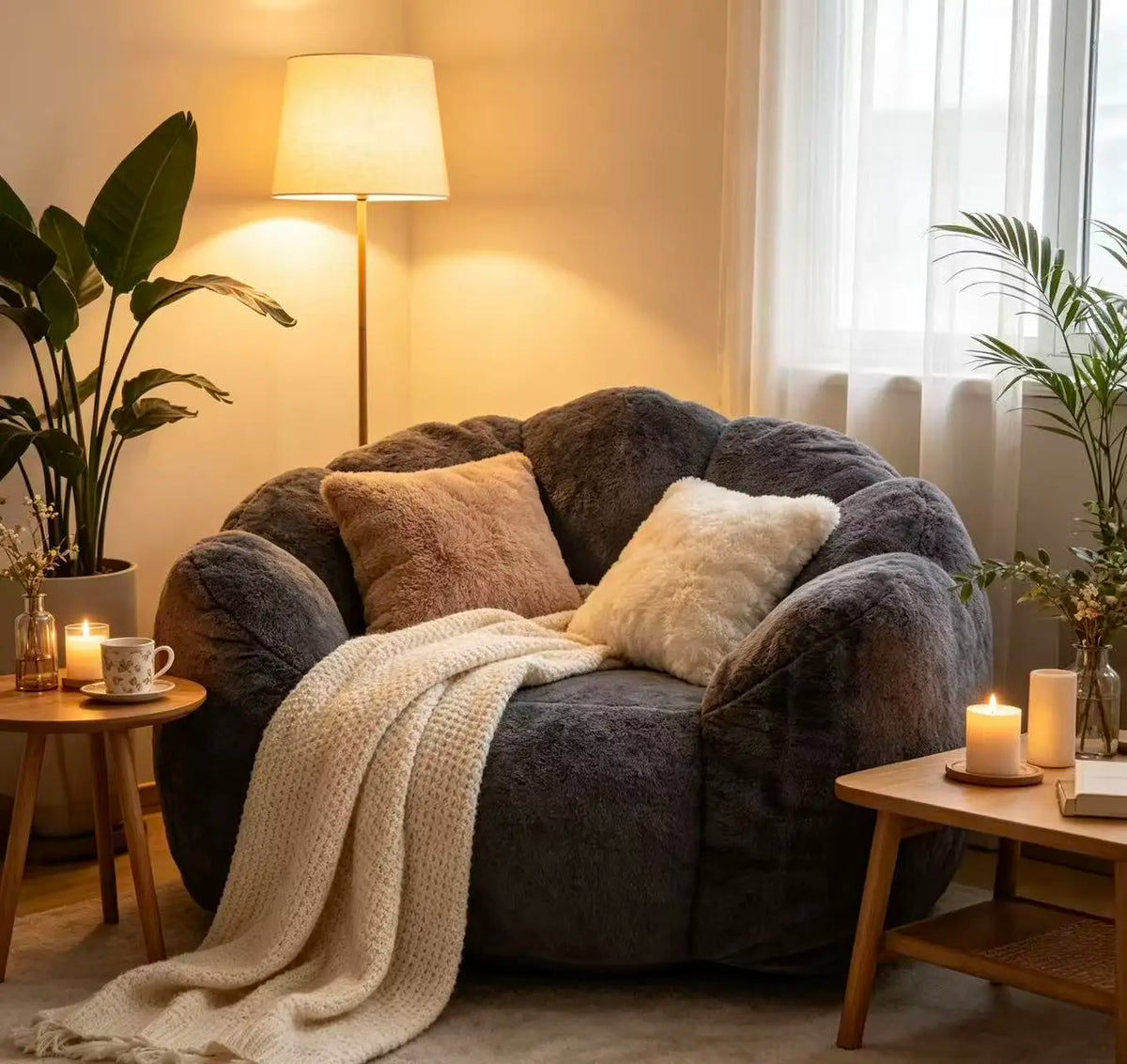 Large Velvet Petal Cloud Lounge Chair for Living Room or Bedroom