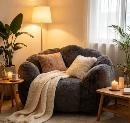 Large Velvet Petal Cloud Lounge Chair for Living Room or Bedroom