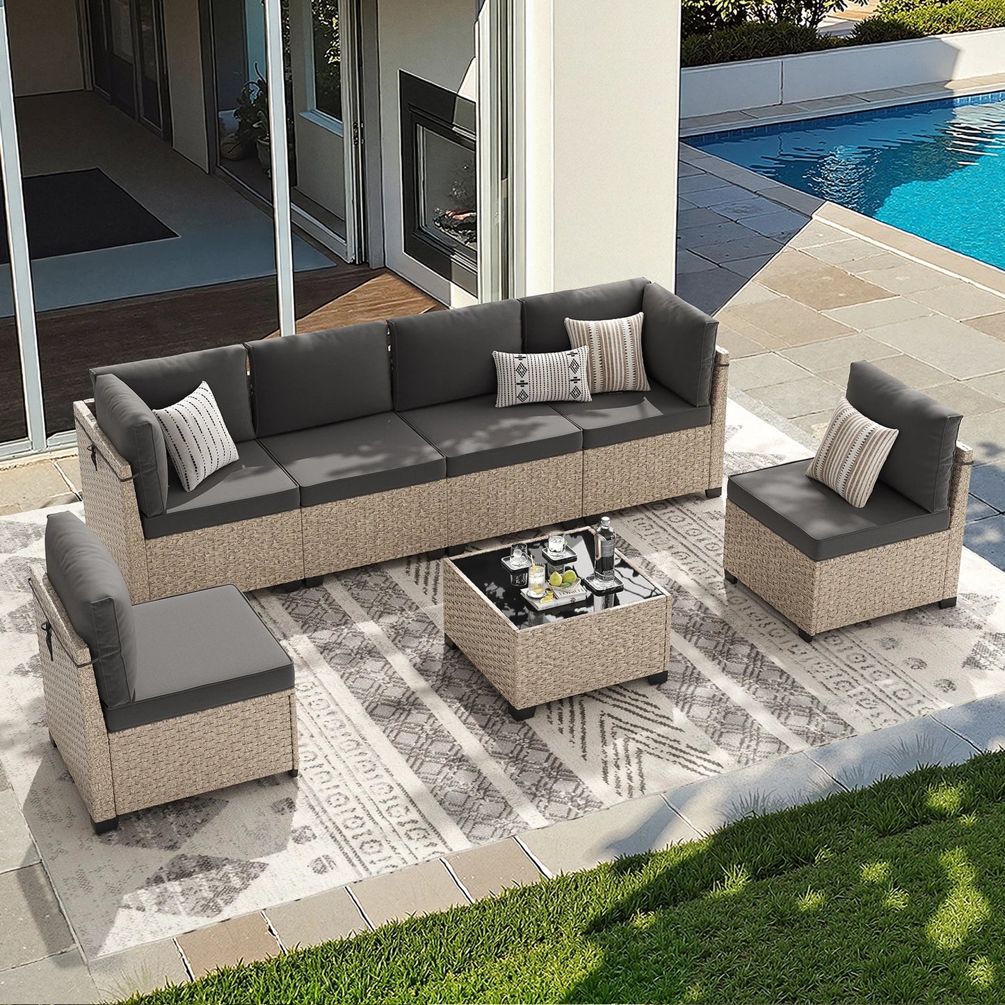 7-Piece Outdoor Rattan Patio Furniture Set
