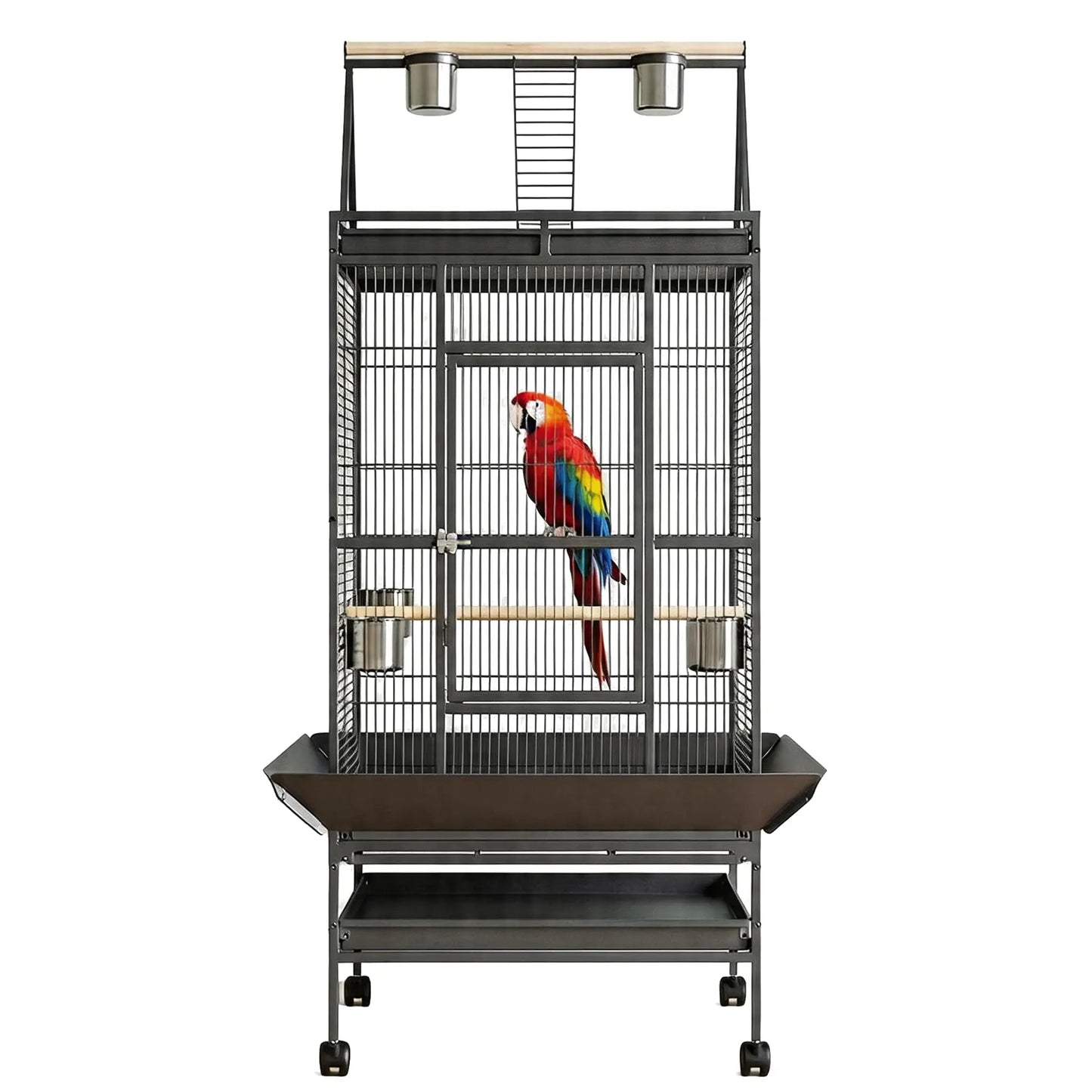 69" Extra Large, Small Spaced Bars Bird Cage with Rolling Stand and Playground on the top