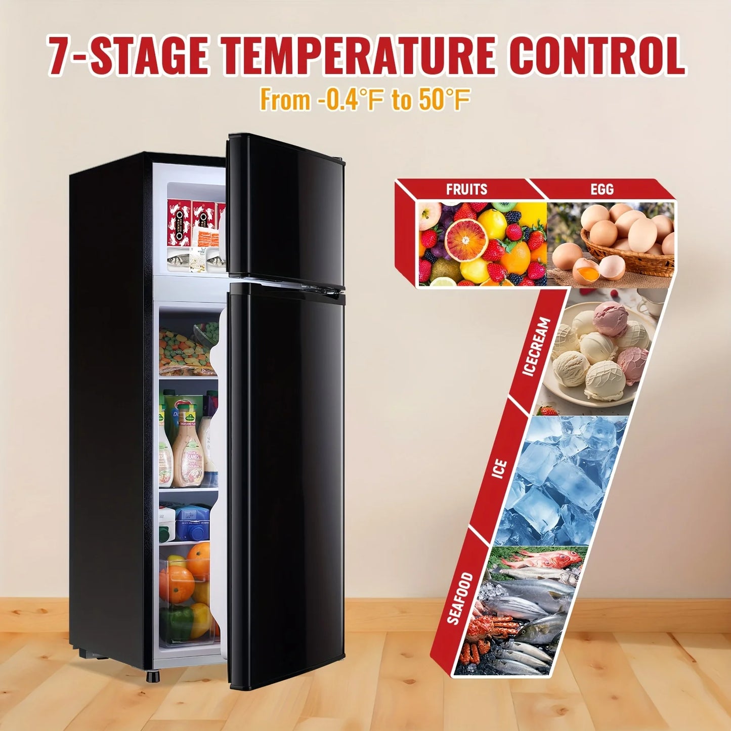 Compact Refrigerator/Freezer with Adjustable Thermostat