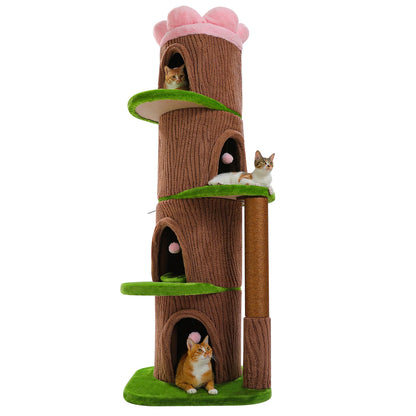 Luxurious Large Cat Tree with 2 or 4 Spacious Condos and a detachable toy for your cat or cats enjoyment!