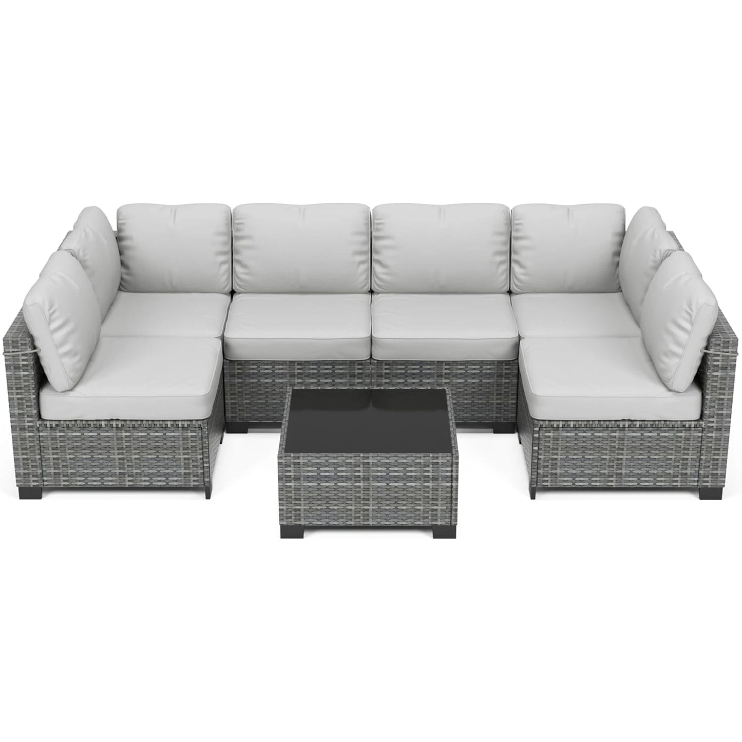 7-Piece Modular Outdoor Rattan Furniture Set,