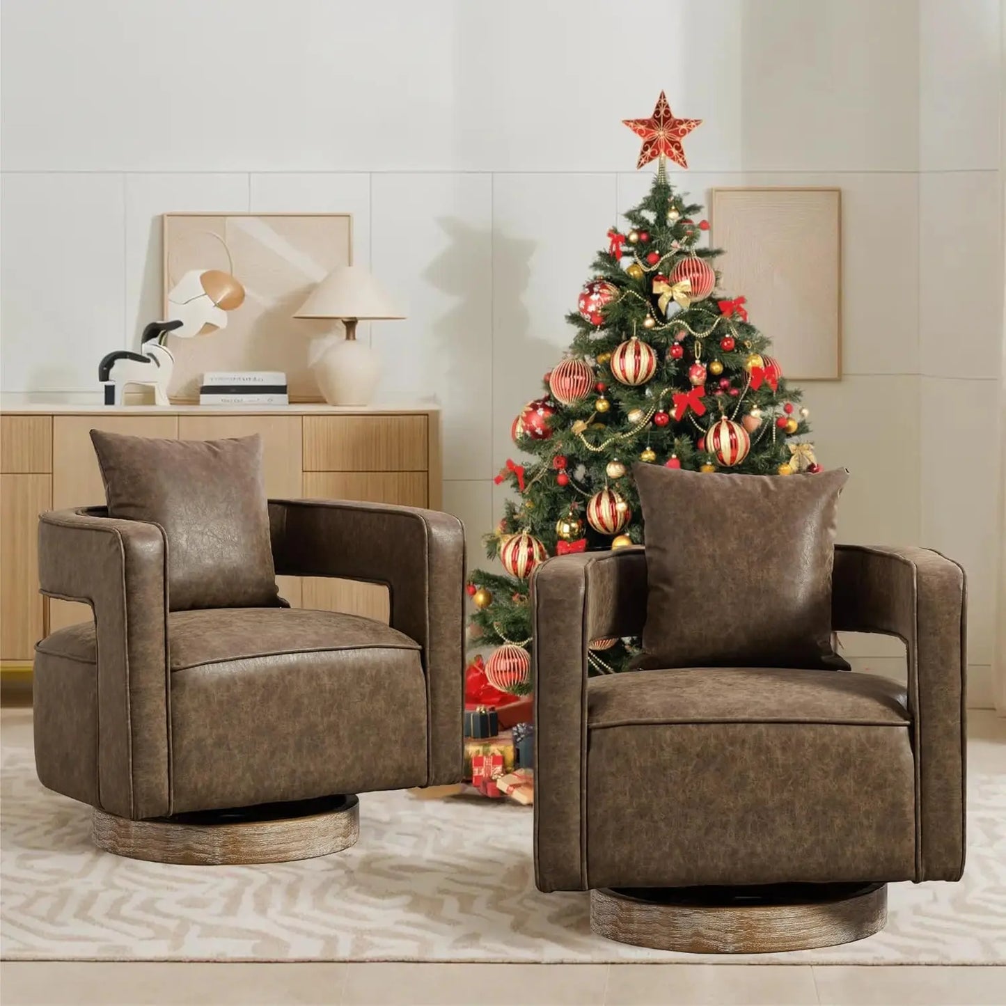 Open Back Barrel Swivel Chair