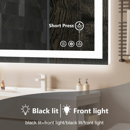 36"x 24" LED Bathroom Vanity Tempered Glass Mirror for Wall with Memory Function
