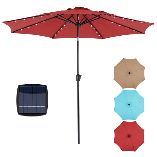 9.5FT Solar Patio Umbrella with 32 LED Lights for your Backyard
