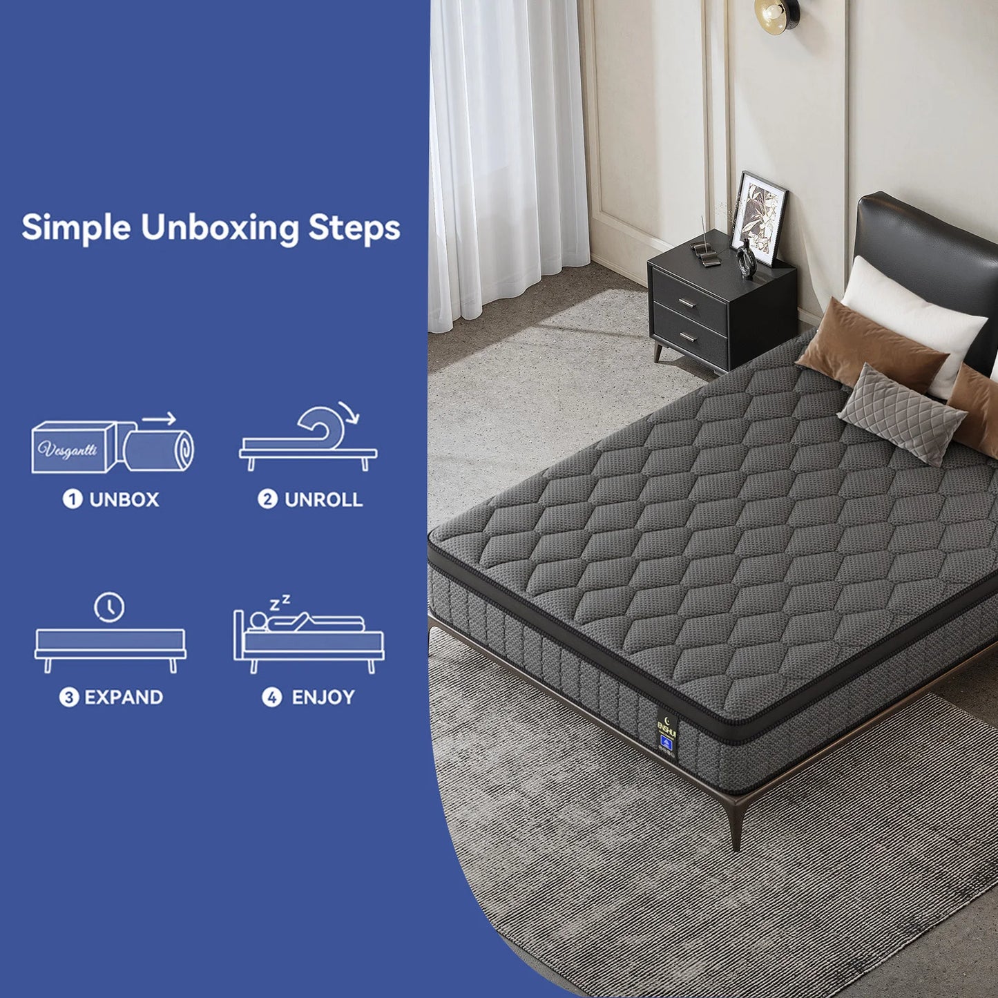 12"or 14" Medium Firm Gel Memory Foam Hybrid Pocket Spring Mattress