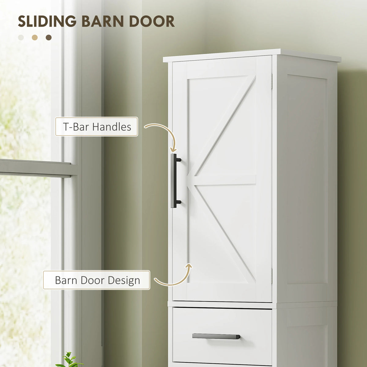 67" Tall Bathroom Storage Cabinet with 3 Adjustable Shelves