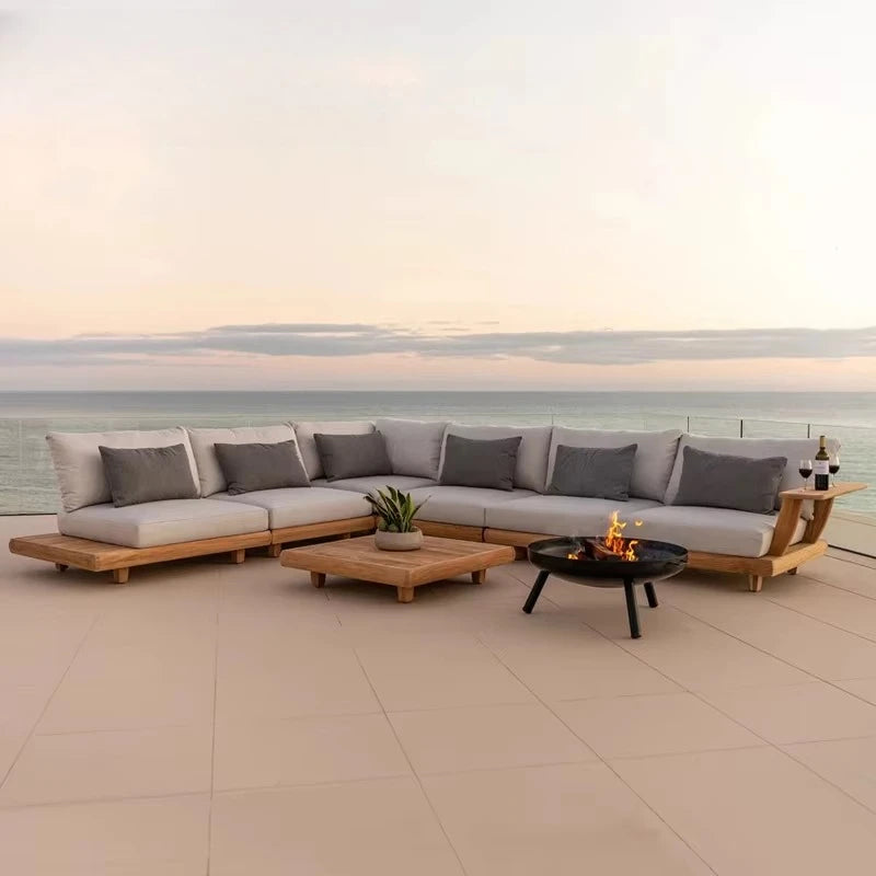 Stylish Outdoor Waterproof Solid Wood Teak Sofa Set