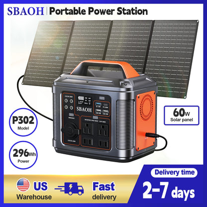 300W Portable Power Station with Solar Panel