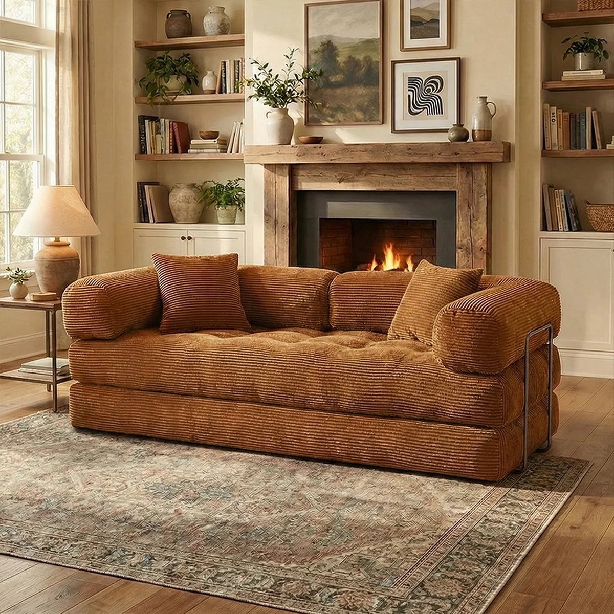 4-in-1 Folding Corduroy Boneless Sleeper Couch