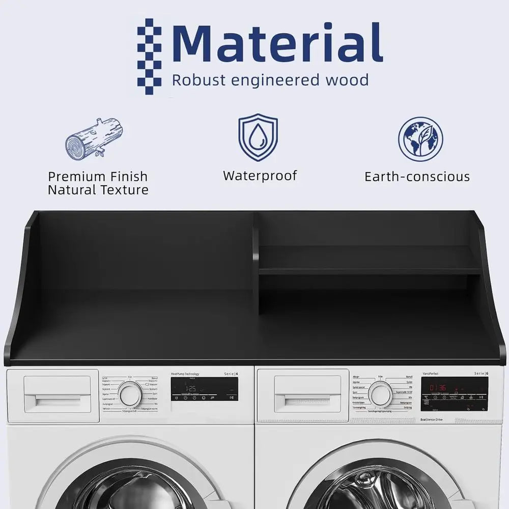 54" 2-Tier Wood Laundry Countertop for Washing Machine and Dryer