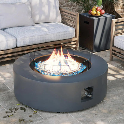 42-inch Round 50000 BTU Outdoor Propane Gas Fire Pit Table with Wind Guard