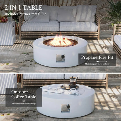 42-inch Round 50000 BTU Outdoor Propane Gas Fire Pit Table with Wind Guard