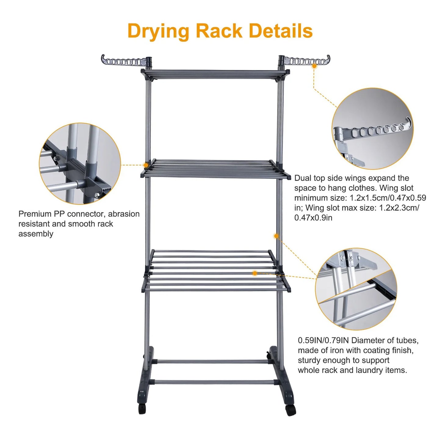 4-Tier Clothes Drying Rack with attached foldable brackets