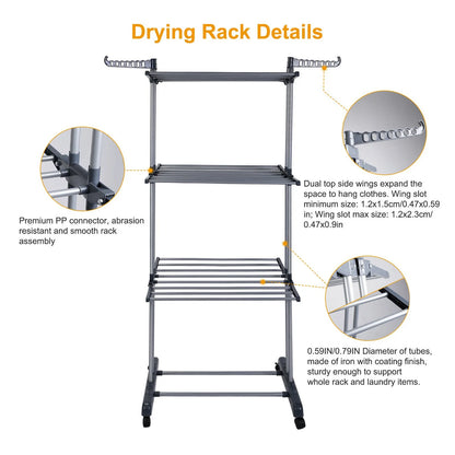4-Tier Clothes Drying Rack with attached foldable brackets