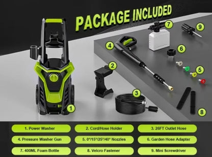 4800PSI 1800W Electric Pressure Washer with Interchangeable Nozzles
