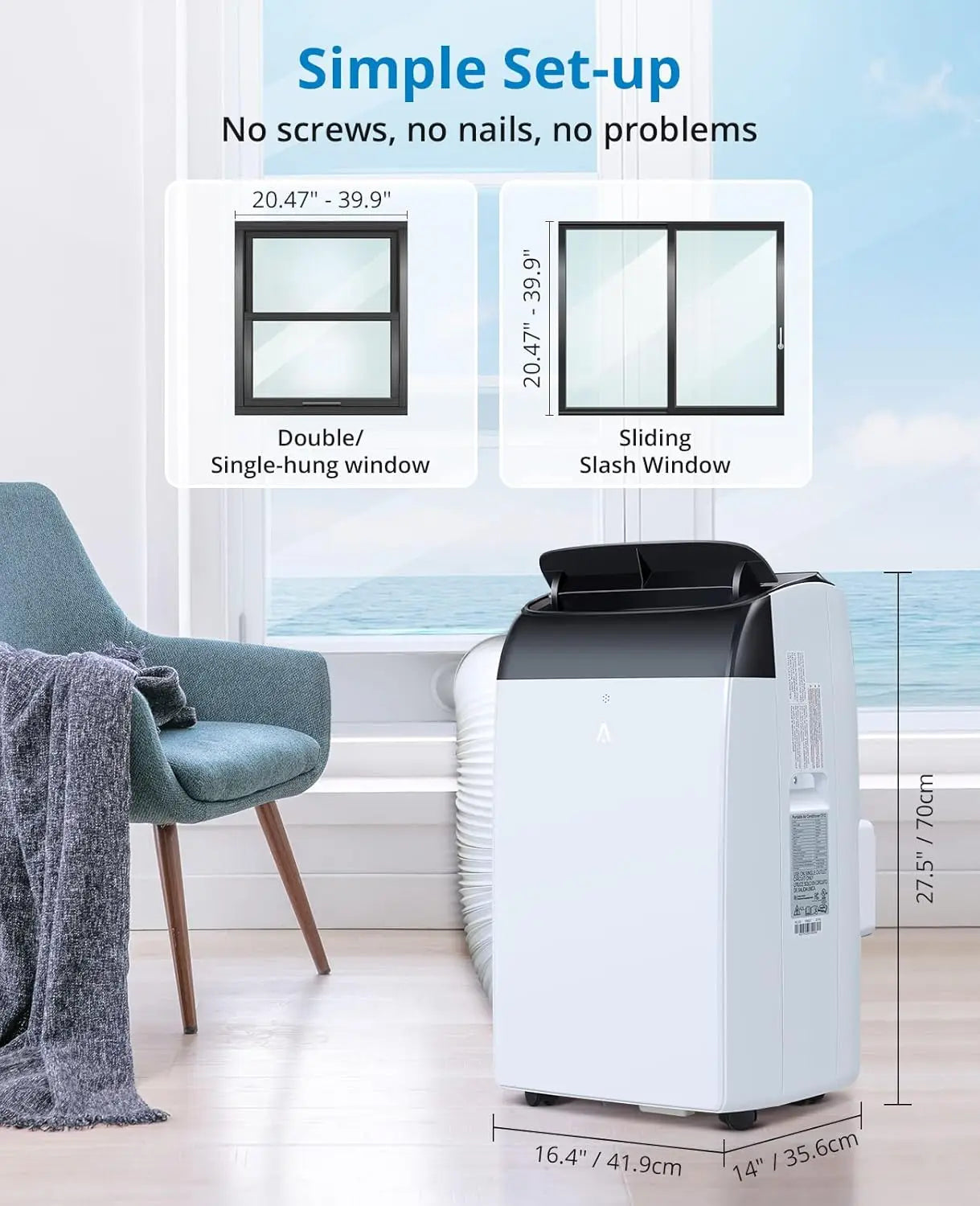 14000 BTU Portable Air Conditioner Unit with Fan and Dehumidifier