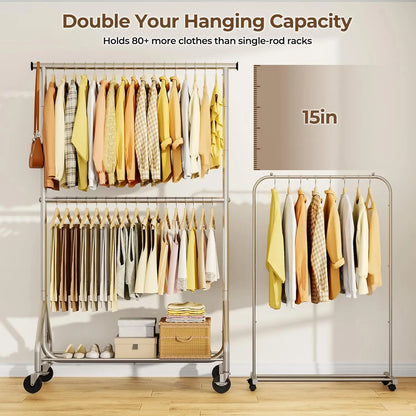 Adjustable Free Standing Garment Rolling Rack