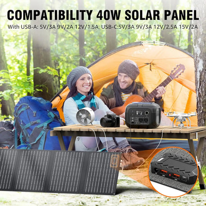 300W 260Wh Portable Power Station with 40W Solar Panel