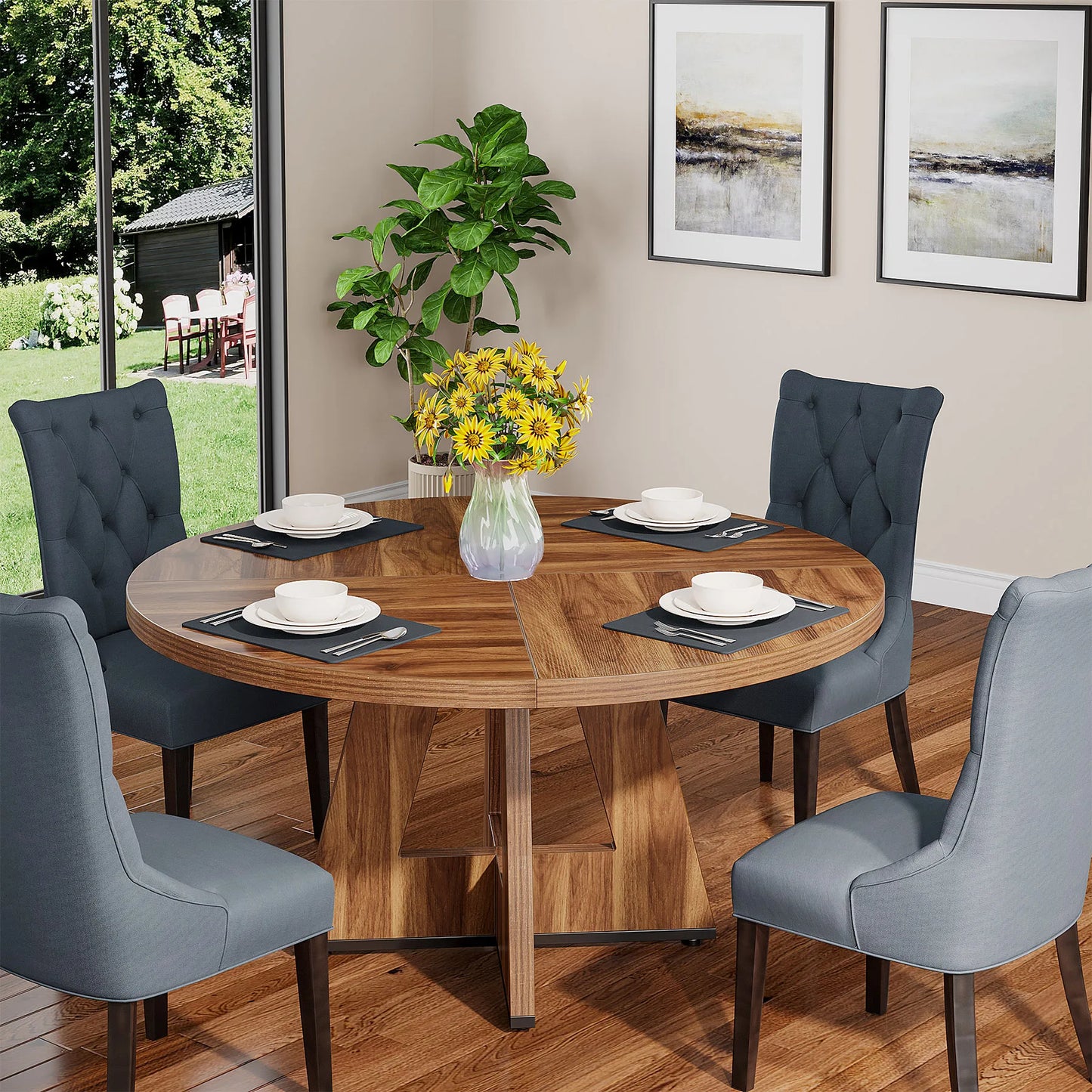 47 inch Round Dining Table for 4