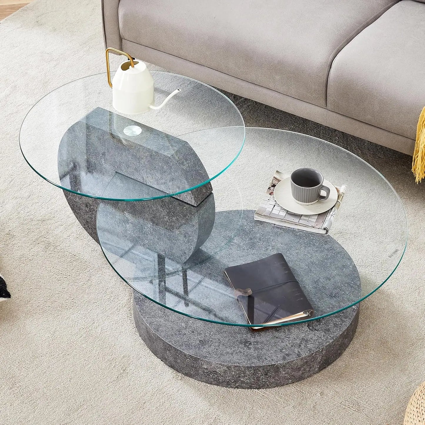 35" 3-Tier Design Tempered Glass Coffee Table for your Living Room