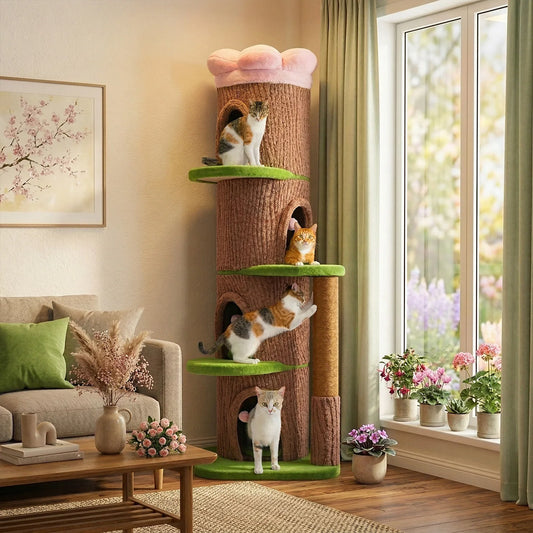 Luxurious Large Cat Tree with 2 or 4 Spacious Condos and a detachable toy for your cat or cats enjoyment!