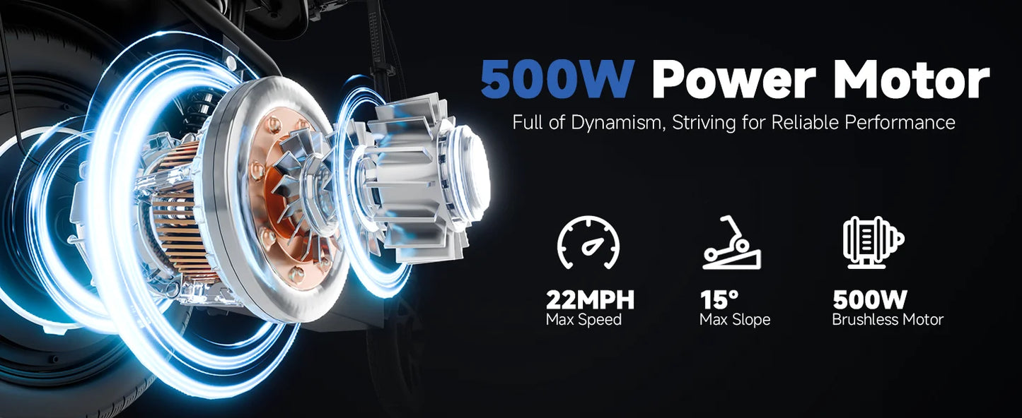 Foldable 500W Ebike with 10.4AH Battery